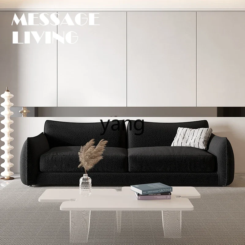 LH minimalist lamb wool black medieval modern living room light luxury fabric sofa