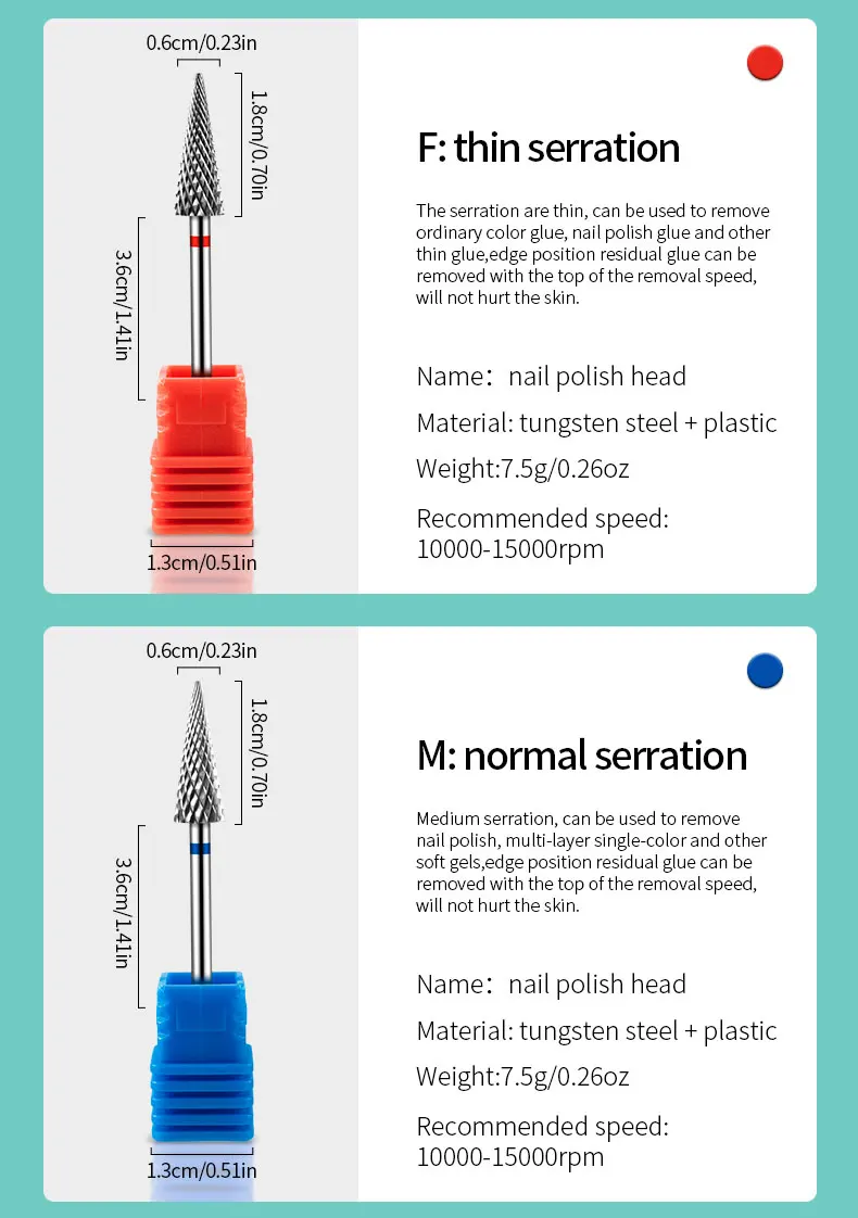 Tip Tungsten Carbid Nail Drill Bits Electric Manicure Drill Accessory Milling Cutters for Nail Gel Polish Remover Nail Tools