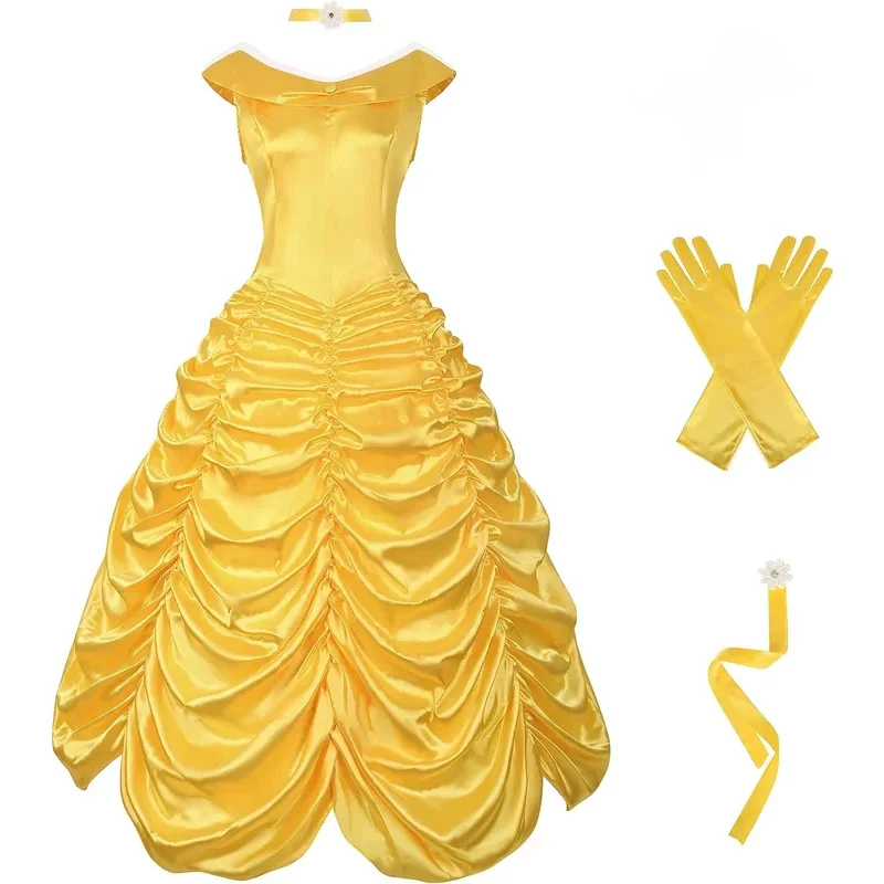 

Платье принцессы, костюм Белль для женщин, желтое платье для выпускного вечера для взрослых