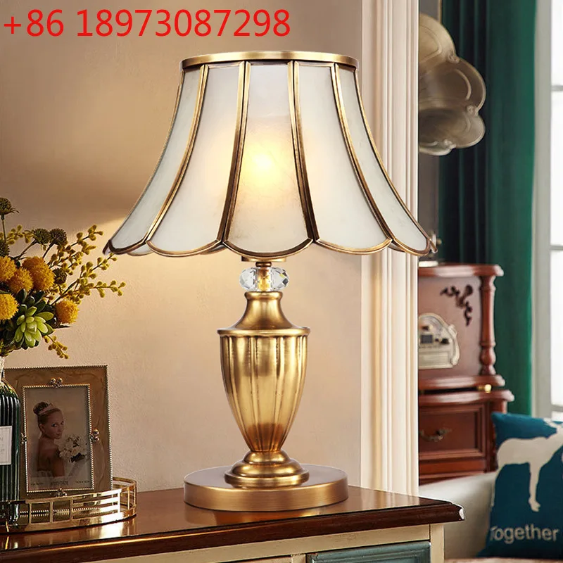 

American all-copper floor-to-ceiling European bedroom desk lamp light luxury living room high-end luxury study bedside desk lamp