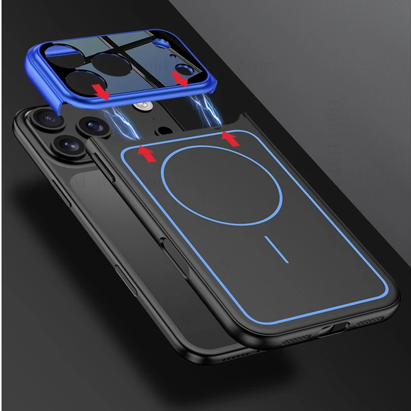 

Lens Magnetic Ring Phone For Magsafe Case For iPhone 17 Pro Max Wireless Charger Colorful Shockproof Cover For Apple 17 Pro Capa