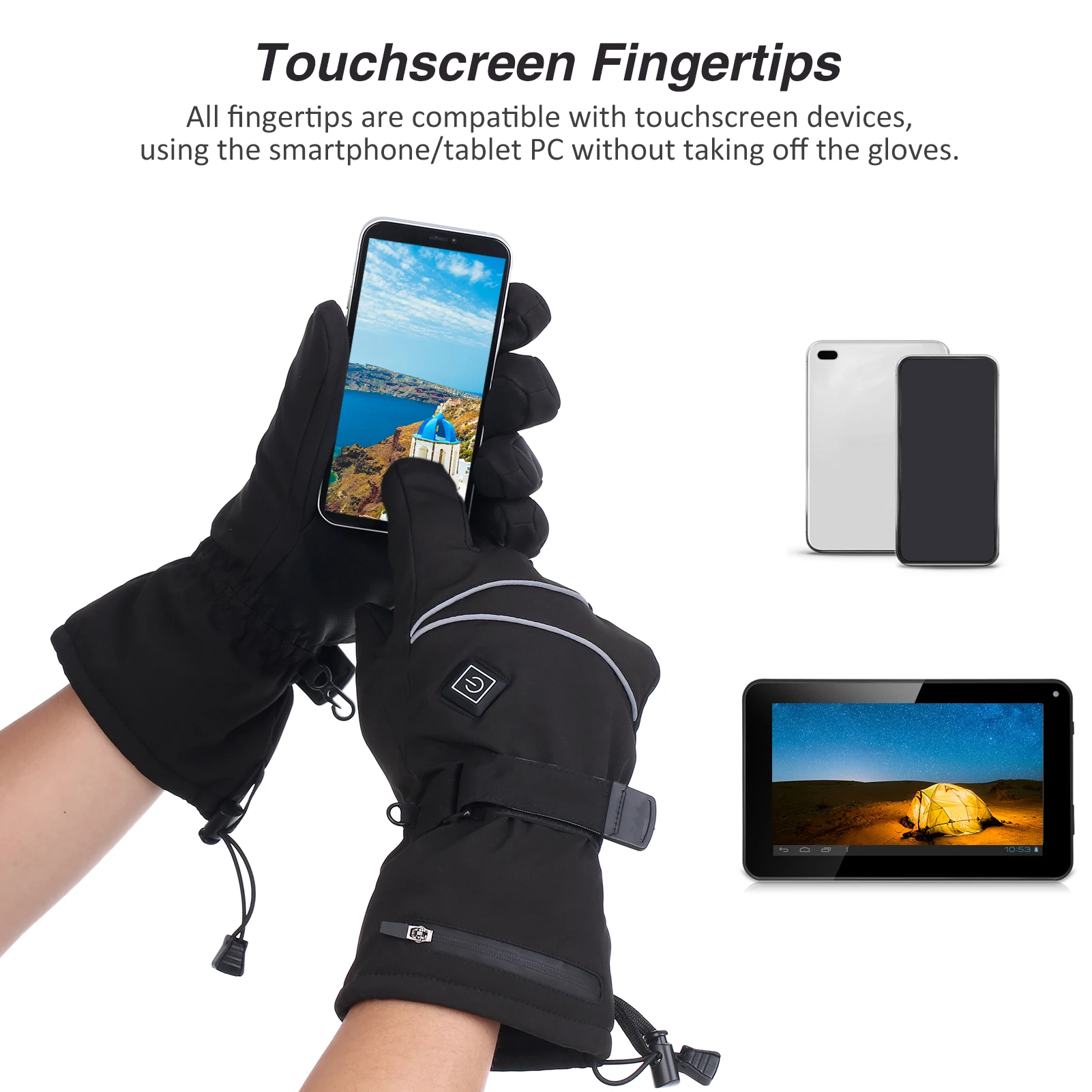 قفازات التزلج ساخنة الشتاء الدافئة لمس قفازات الرجال النساء تدفئة اليد في الهواء الطلق تسلق التزلج الدراجات قفازات التدفئة الكهربائية #5