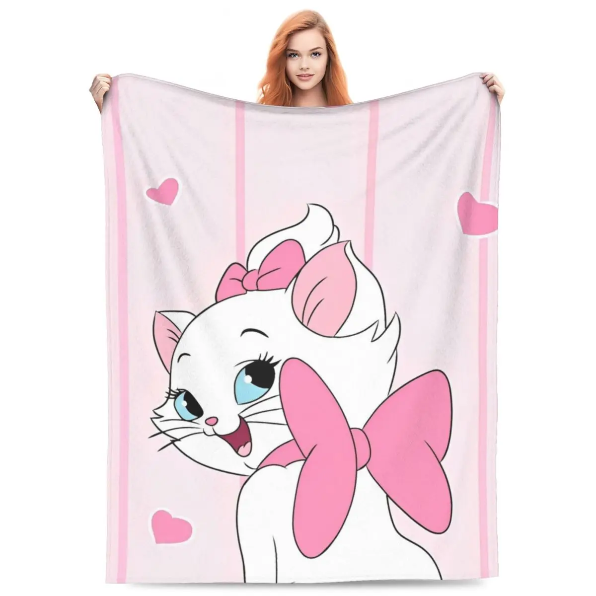 MINISO The Aristocats Marie Cat Plush Blanket Boy Girl Animal Flannel Bedding Throws For Couch Bed Soft Warm Bedspread Gift