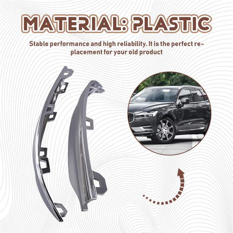 

ABXN-1Pair New 32227902 32227903 Rear Bumper Grille Bright Strip Chrome Trim For Volvo XC60 MK2 2022-2023