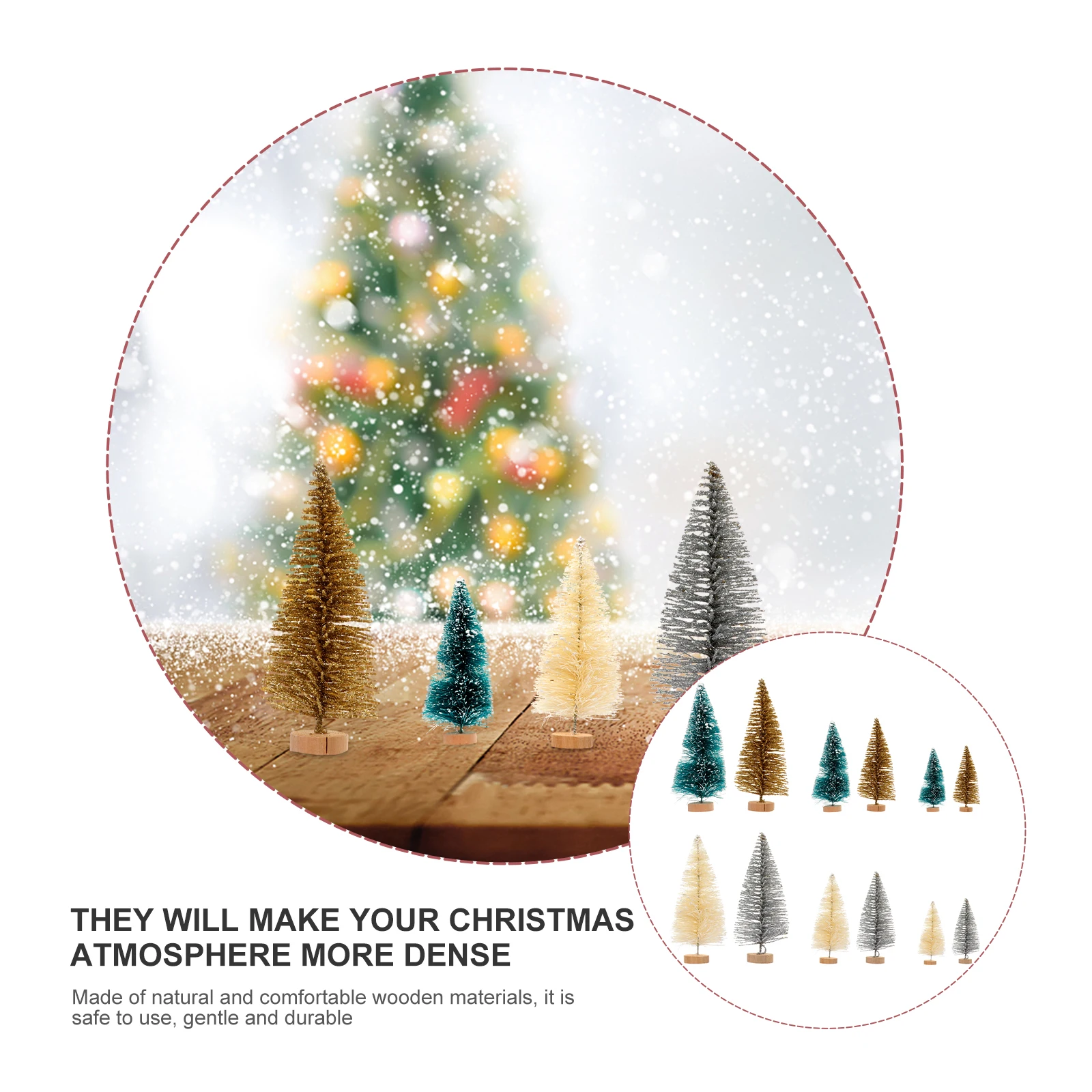 

24 Pcs Mini Decorative Christmas Tree Decoration Ornament Pine Party Decorations Sisal Silk Desktop Kitchen