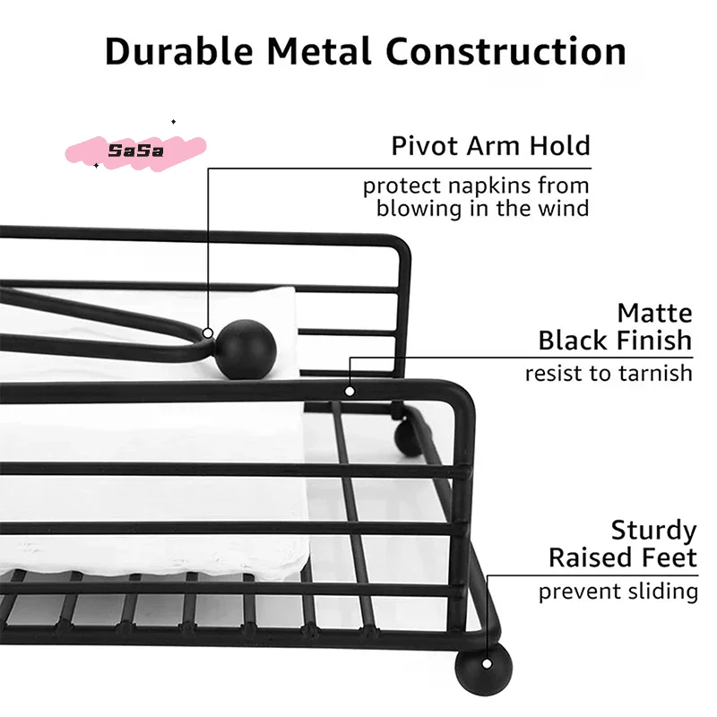 

Rustic Metal Napkin Holder Square Paper Organizer For Kitchen Home Restaurant Cafes - Tabletop Decorative Napkin Holder