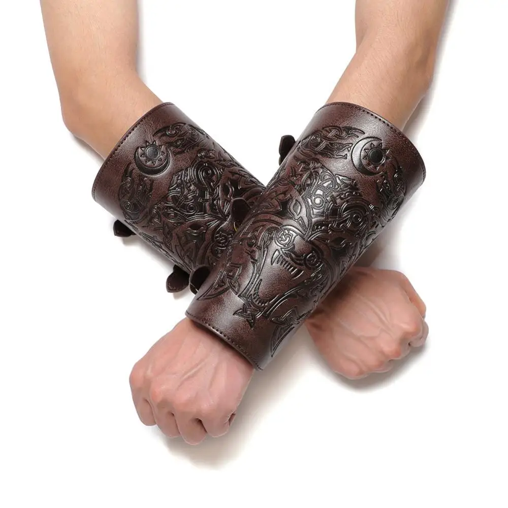 

Monster Pattern Glove 1 pc Vintage Knight Arm Ring Steampunk Medieval Glove Viking Emboss Wrist Guard Halloween Cos Props