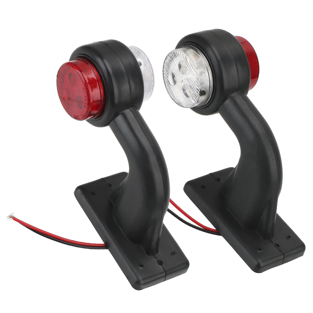 2Pcs/set Truck Lamp 12/24V LED Side Marker Light Red White For Trailer Truck Van Lorry Indicator Lamp Tail Light Assembly