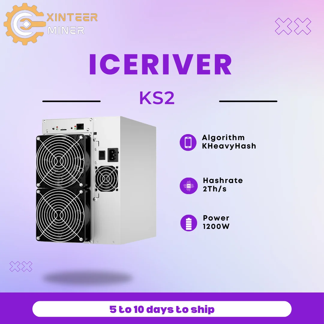 used Model KS2 from IceRiver mining KHeavyHash algorithm with a maximum hashrate of 2Th/s for a power consumption of 1200W.