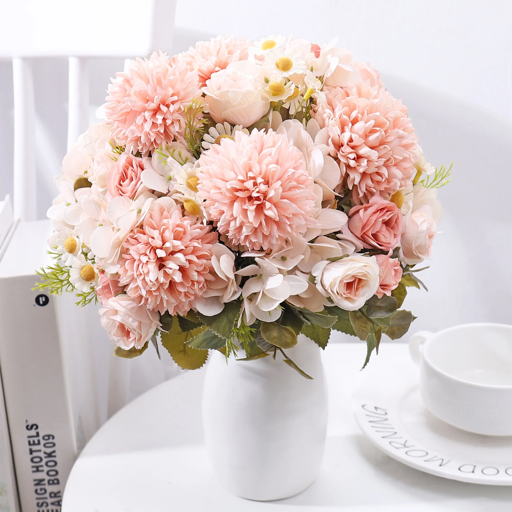 7 شوكة البابونج الزهور الاصطناعية الخريف الورد الحرير باقة للمنزل طاولة الزفاف عيد الحب اكسسوارات الديكور هدية