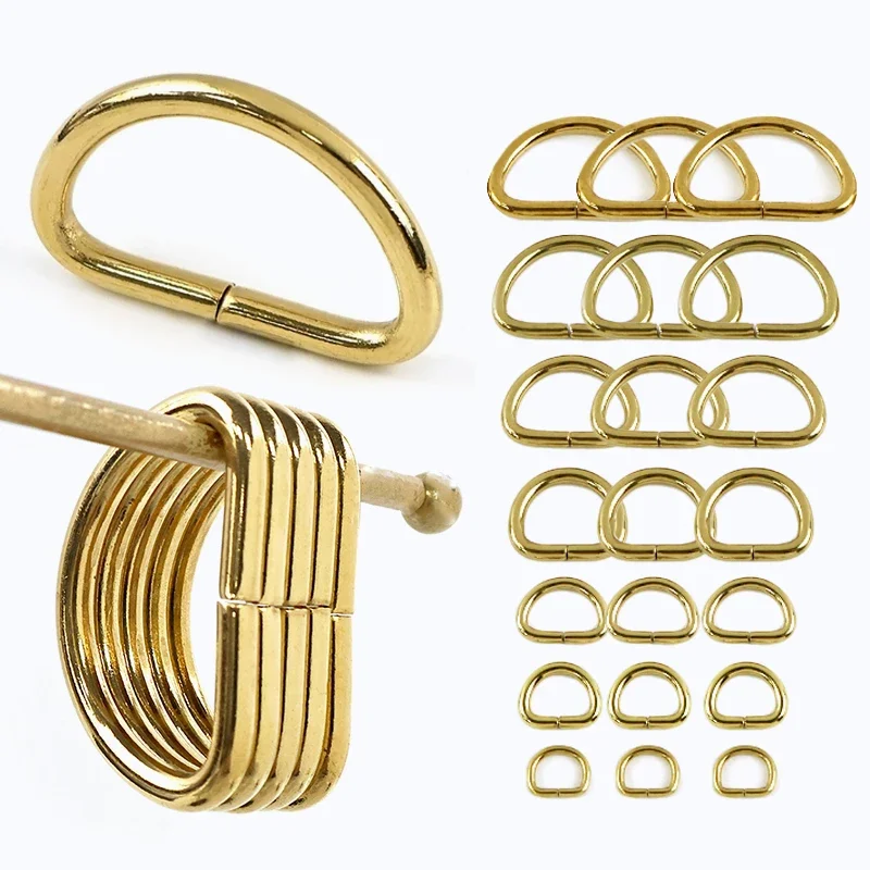 

5/10/20Pcs 10-38mm D Rings Solid Brass Buckles Bag Hanger Sider Clip Carabiner Ring Hook Webbing Strap Connect Belt Loop Buckla