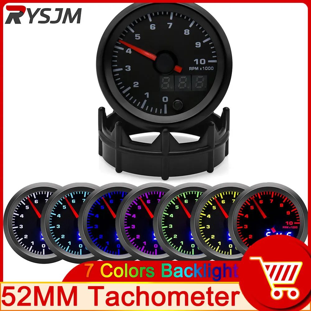 

Автомобильный тахометр 2 дюйма, 52 мм, датчик 0-10000 об/мин, 7 цветов, указатель, измеритель об/мин, двойной дисплей с шаговым двигателем по индивидуальному заказу ﻿