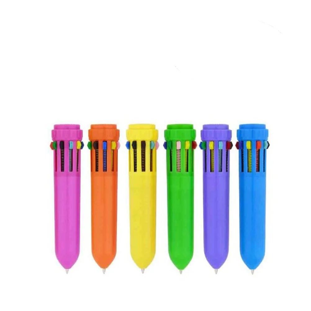 12Pcs Retractable Shuttle Pen With Hiking Clip Mini 3-in-1 Multi-color Ink Ballpoint Pen Chain For Children Nurses Students Gift