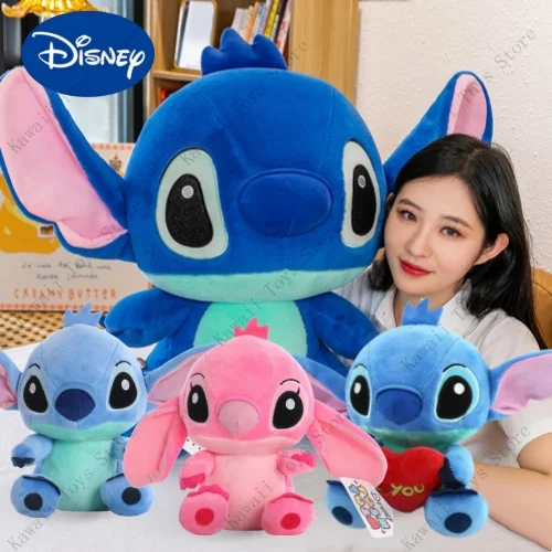 Disney-muñecos de peluche de Lilo y Stitch para niños, juguetes de peluche de dibujos animados, azul, rosa, Stich, regalos de Navidad, 20-25CM