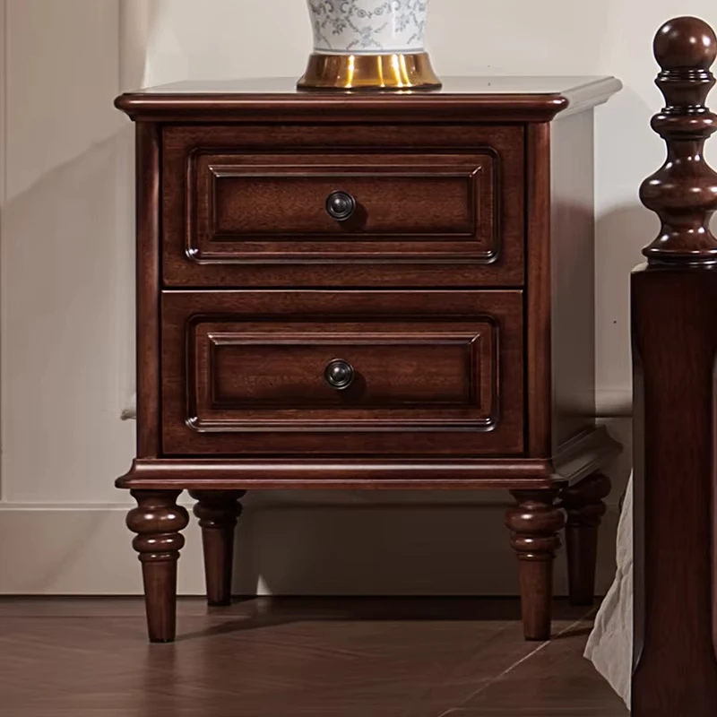 

American retro country style solid wood bedside table, modern French minimalist bedroom locker