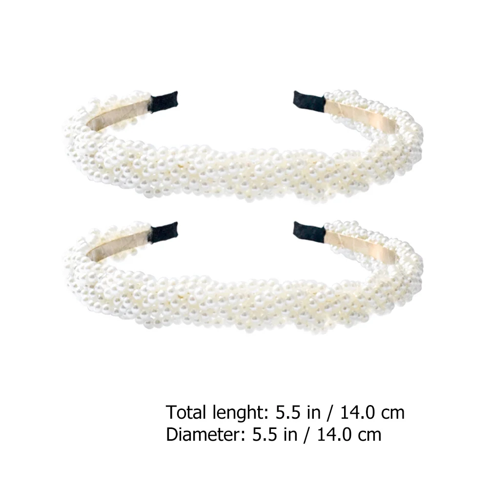 

2Pcs Women Headband with Pearls Lightweight Elegant Hair Piece for Daily Wear Party Wedding Hair Jewelry Gift for Her