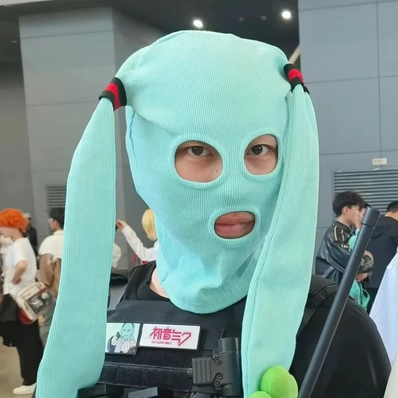 Hot Selling Hatsune Miku Balaclava Mask Soft Breathable Fabric Anime Themed Hood for Conventions Street Fashion view 4