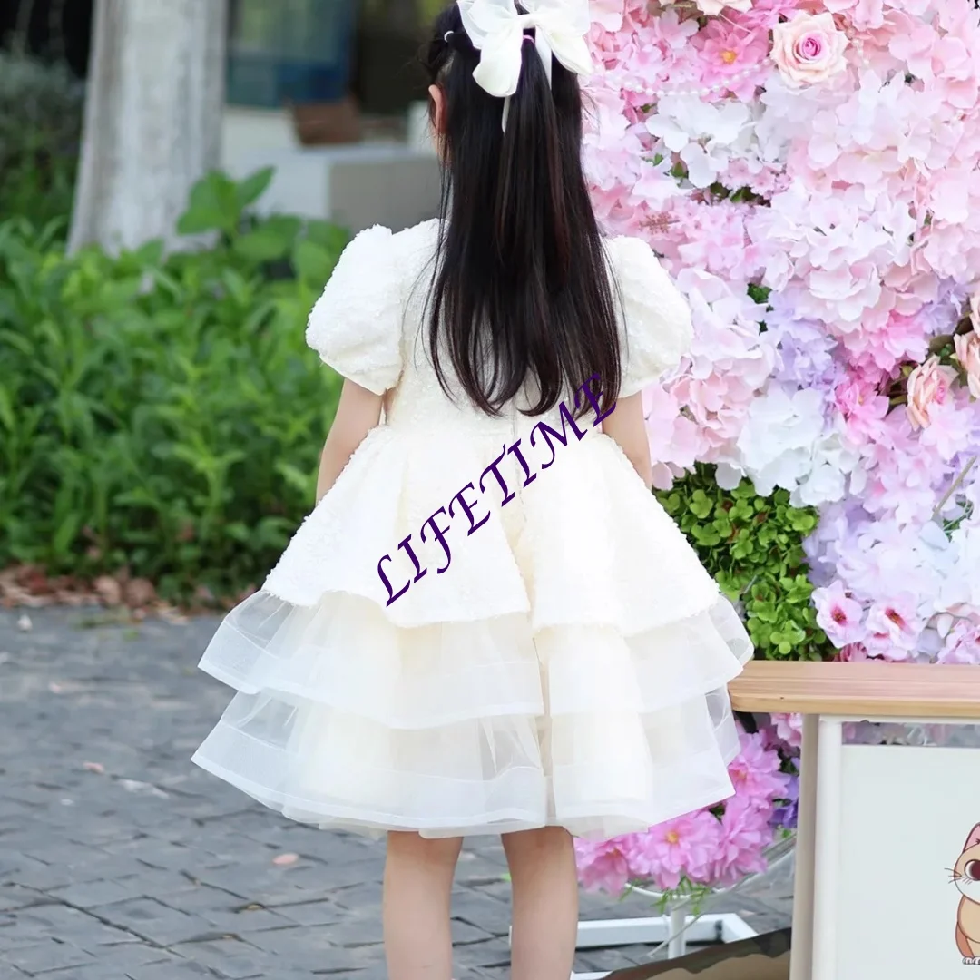 Customized Girls Luxury Sequins Princess Dress Cake Tutu Gown for Pageant Piano Recital Birthday Party Children's Performance Co