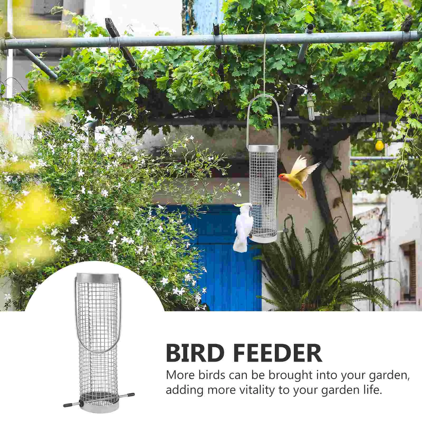 

Small Mesh Bird Feeder Stainless Steel Outdoor Toys Feeding Tool Squirrel Feeders for Outdoors