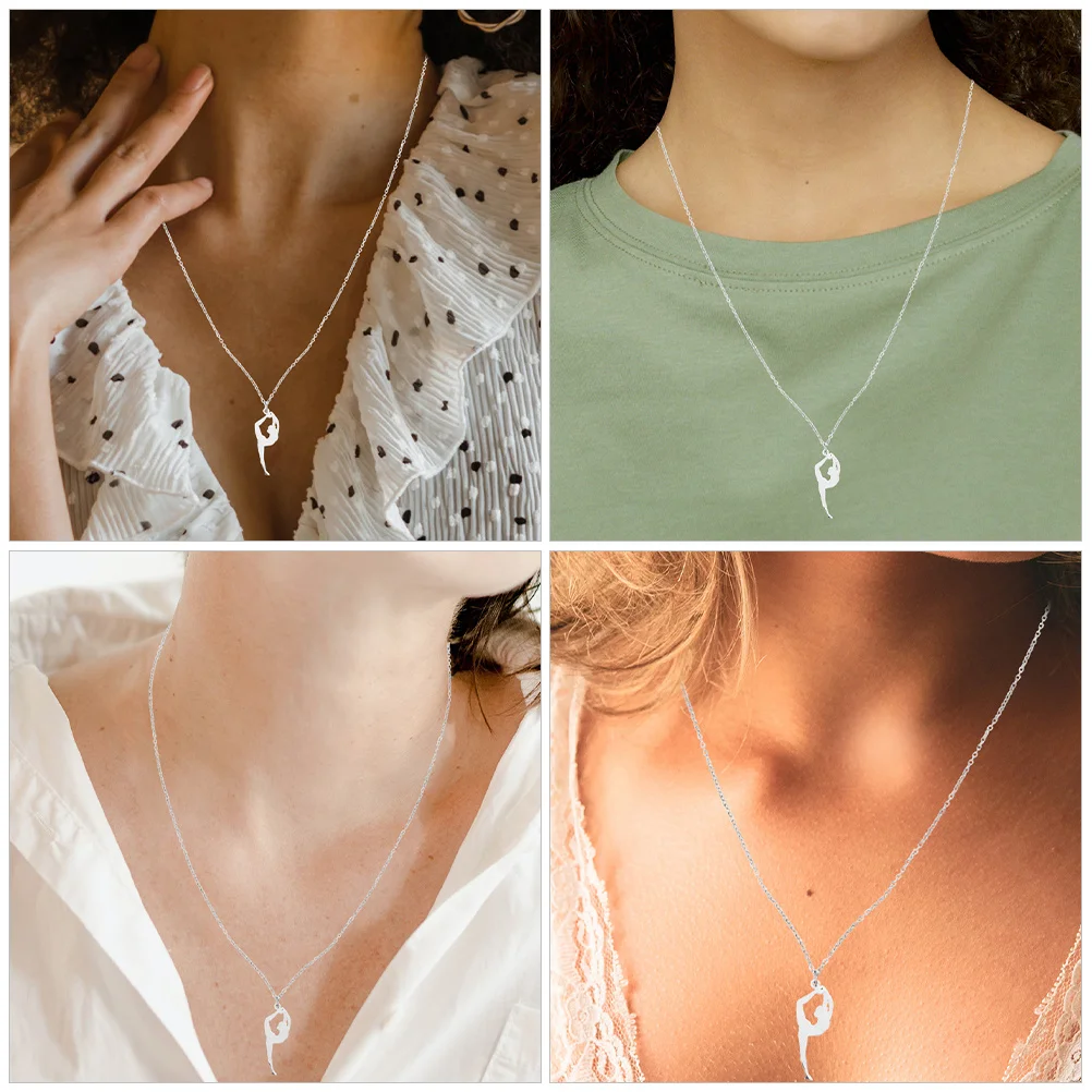 

2Pcs Gymnastics Pendant Necklace Creative Metal Sports Jewelry Long-Lasting Luster Neck Chain Suitable for Men Women Gift
