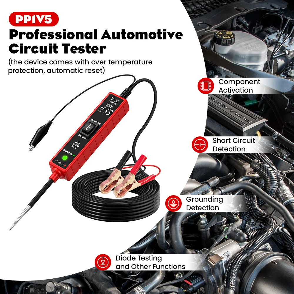 

PP1V5 Automotive Electrical System Tester DC 6V-24V Car Circuit Test Pen Multifunctional Short Circuit Tester Diagnosis Tool