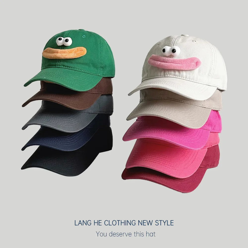 Big Eyes Hat Sausage Mouth Baseball Cap Girl Cute Cartoon Fashion  Funny Spring Sports Fall Hats Outdoor