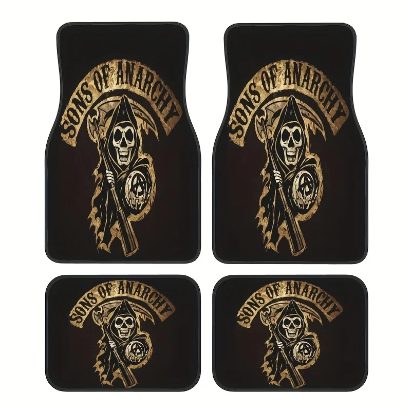 

4pcs Sons Of Anarchy Car Foot Mats - Absorbent, Non-Slip For Front And Rear Seats - Fits All Cars, Fits All SUVs Car Interior Ac