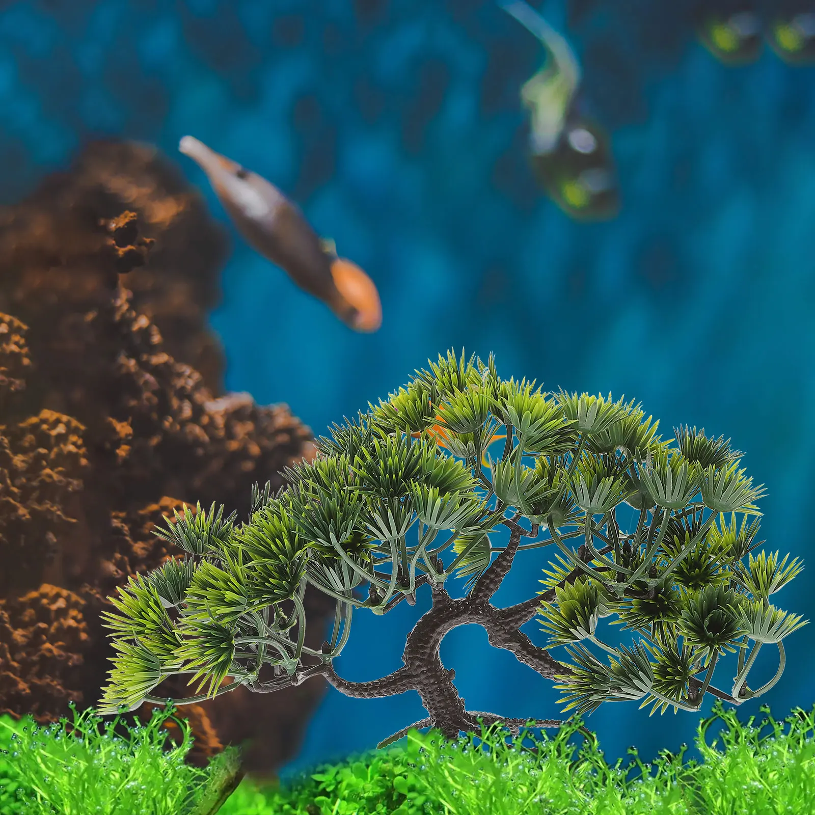 

2pcs Aquarium Plants Realistic Decorative Fish Tank Accessories Pine Tree Bonsai L scaping PlasticAquariumDecoration