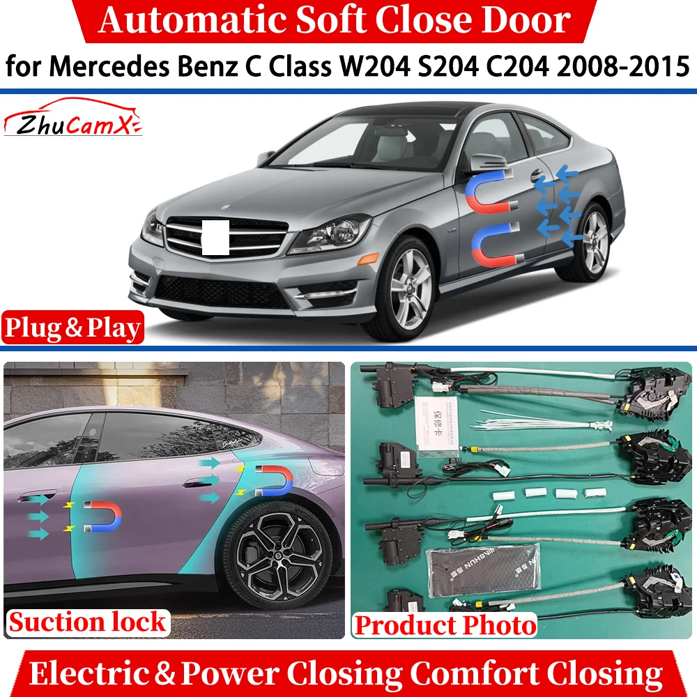 for Mercedes Benz C Class W204 S204 C204 2008-2015 Automatic Soft Close Door Electric Power Comfort Closing Suction lock System