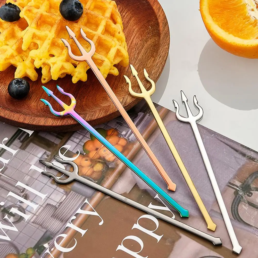 13cm Fruit Fork Anti-rust Easy To Clean Good-looking Elegant Picking Multicolor Stainless Steel Metal Dessert Fork Kitchen Tools