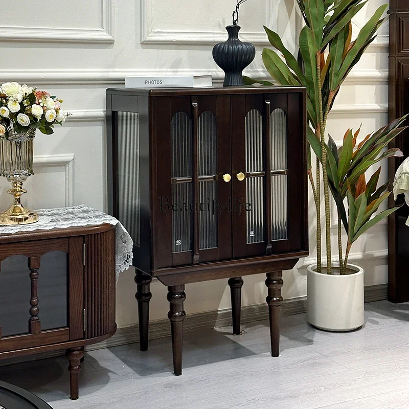 

3French Style Solid Wood Corner Cabinet American Style Wall-Mounted Simple Storage Cabinet Changhong Glass Door