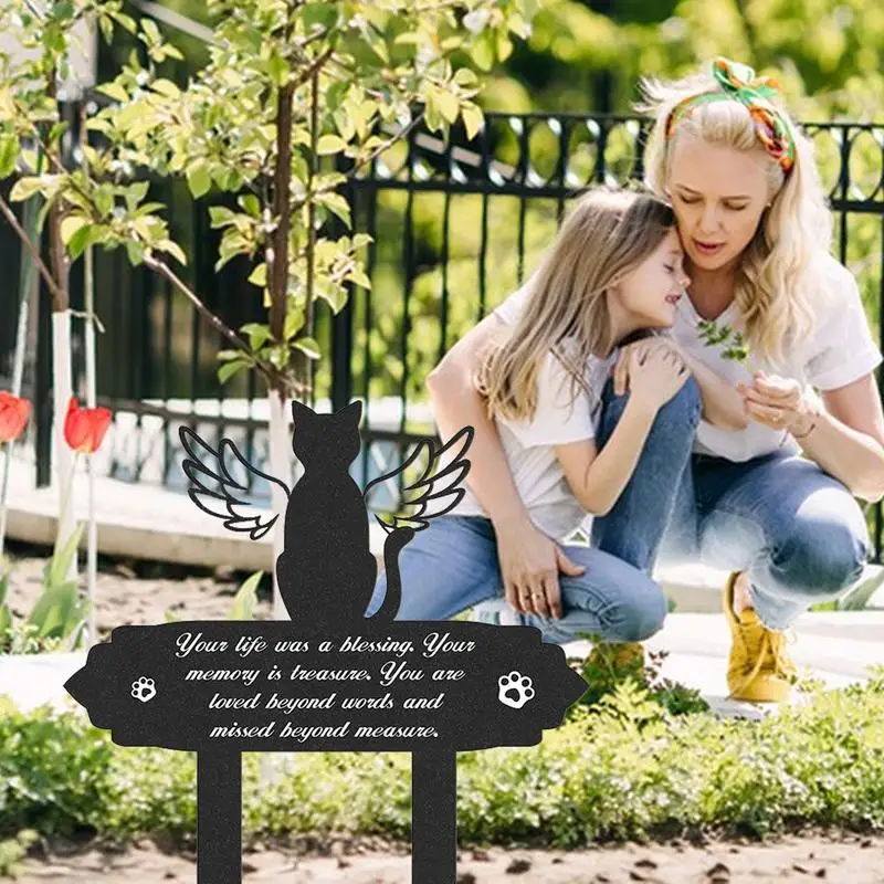 Memorial Grave Markers With Stake Decorative Garden Stakes Metal Grave Plaques Waterproof Garden Cemetery Decorations With Clear