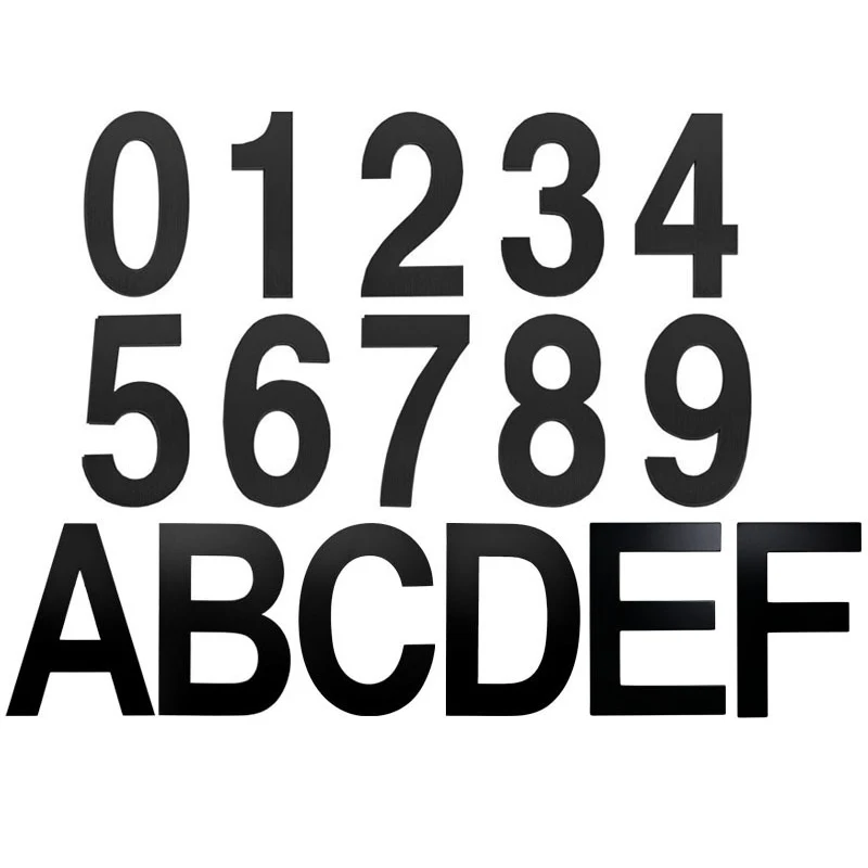 5/7.5/9 cm Stainless Steel House Number Black Self adhesive Numbers Address Sign #0-9 Letters Mailbox Number Digital Metal Tag