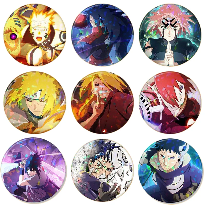 

Laser-Engraved Naruto Anime Badge Pin — Featuring Nine-Tailed Naruto, Madara, Sakura, Minato, Deidara, Etc. Cool Collectible Badge Pin | Durable Tinplate Badges, Suitable for Backpacks, Jackets, and Role-Playing. | Great Gifts Exclusively for Naruto Fans
