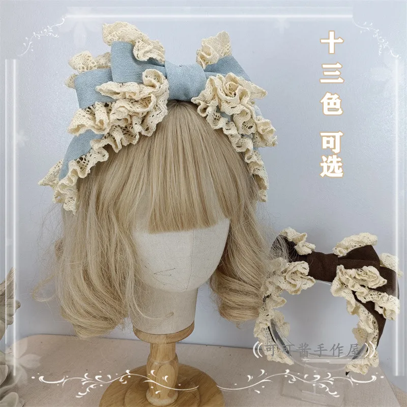 

Handmade Bow Headband KC Autumn and Winter Hair Accessories Lolita Headband Princess Style Headdress