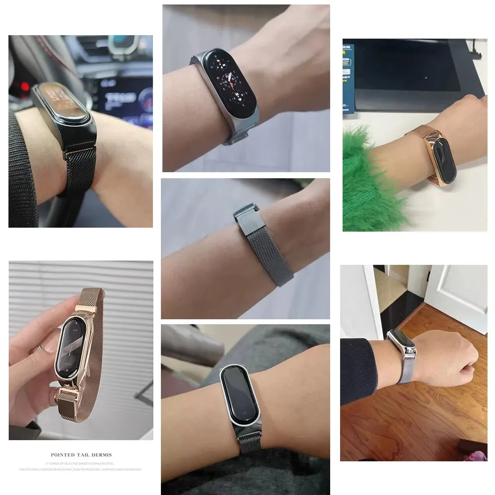 Milanese Loop Strap For Xiaomi Mi Band 8 7 6 5 4 Stainless Steel Metel Bracelet Correa Xiaomi Miband 4 5 6 7 8 Bands Magnetic