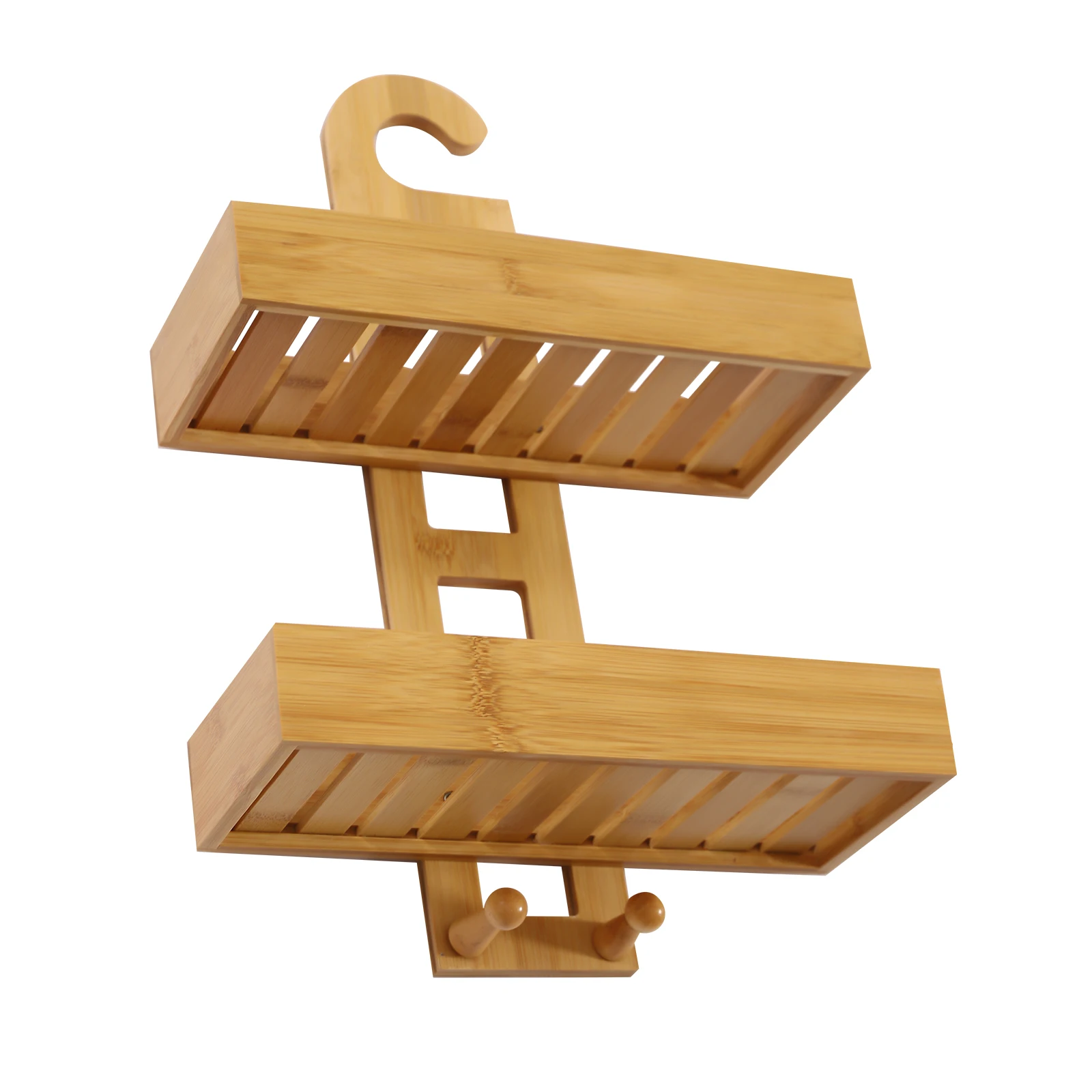 Bamboo Hanging Shower Caddy, Natural & Waterproof Bamboo Shower Rack w