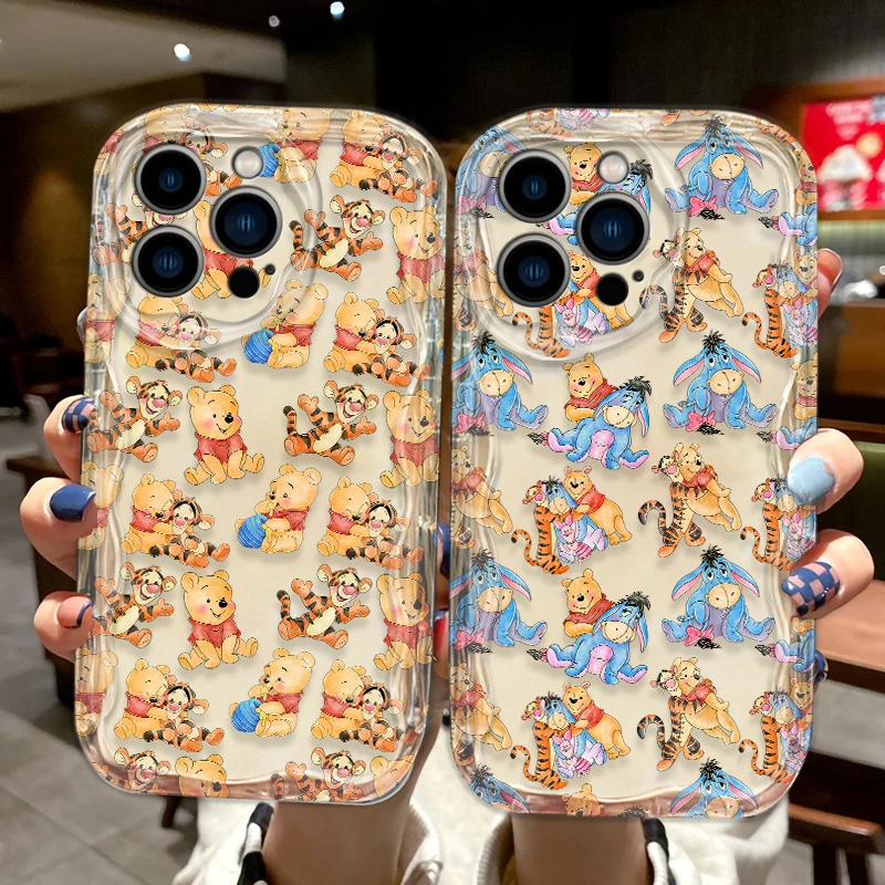 Winnie The Pooh Cute etui na telefon Apple iPhone 15 14 13 12 11 Pro X XR XS Max Plus 8 7 Plus SE Wave etui olejowe