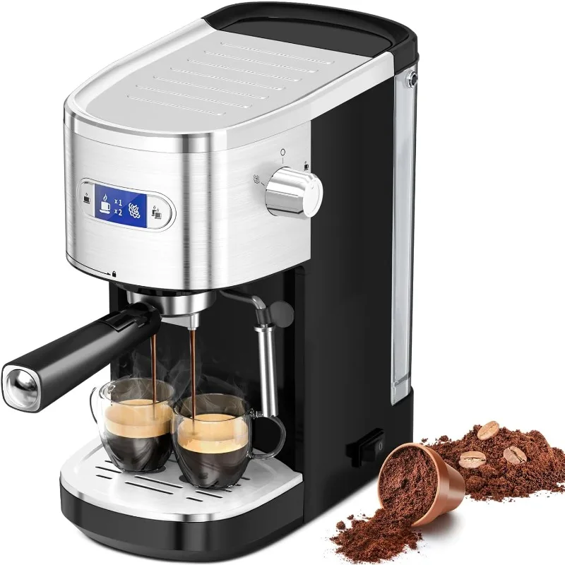 

Espresso Machine 20 Bar, Professional Espresso Maker with Milk Frothing Steam Wand, Compact Coffee Machine with 45oz Remov