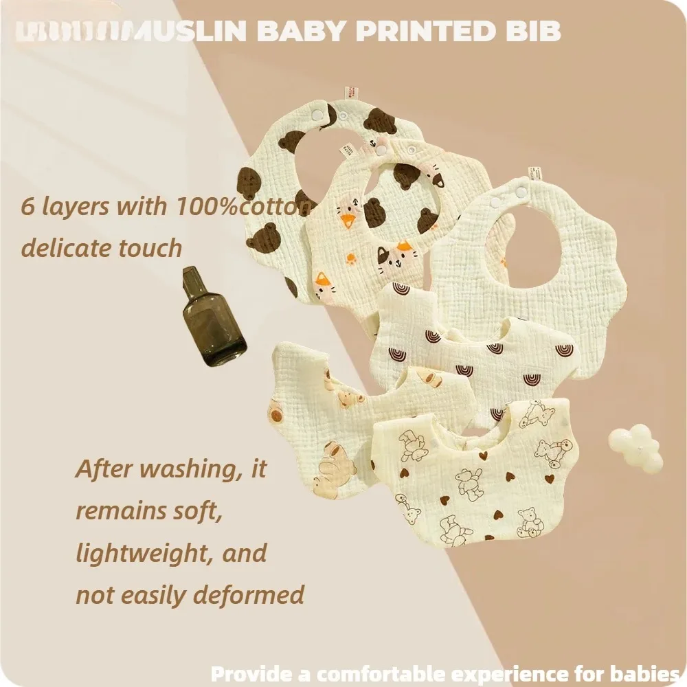 

3 шт., хлопковые марлевые нагрудники для кормления детей, летние мягкие лепестки, детское полотенце с принтом, слюнявчик для новорожденных, ткань для отрыжки, детская ткань