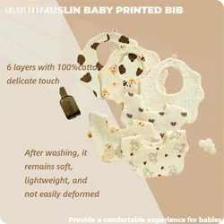 3PCS Cotton Gauze Baby Feeding Bibs Summer Soft Petal Baby Printed Drooling Towel Newborn Toddler Baby Burp Cloth Children'