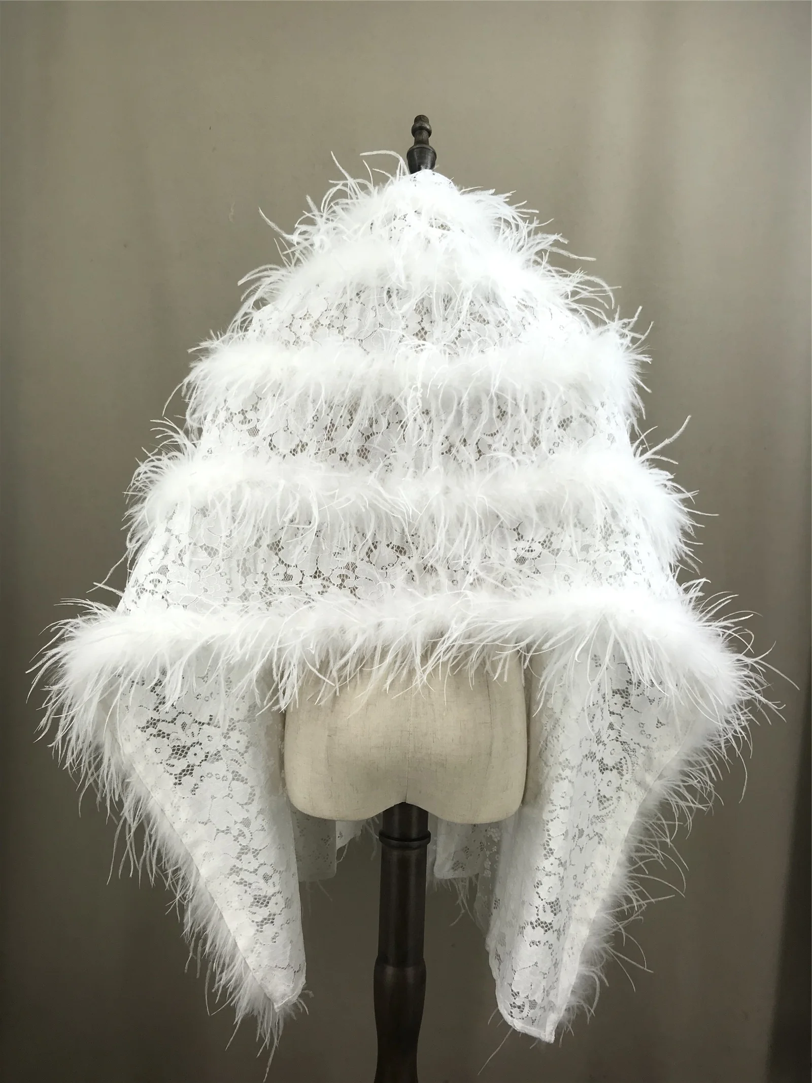 Real Ostrich Feather Lace Shaw - Stole Wedding Shawl avis et prix
