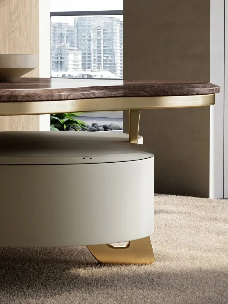 P6.29  Solid Wood Coffee Table Walnut Villa Living Room High-End Modern Furniture round Square Table