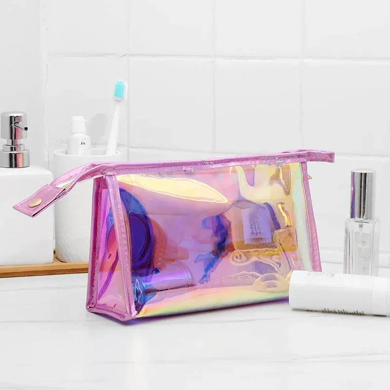 Waterproof Transparent Laser Cosmetic Bag Travel Women Makeup Case Bathroom Make Up Organizer Toiletry Wash Beauty Storage Pouch