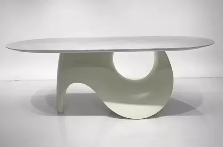 

Luxury minimalist Villa Mansion Round Luxury Stone Designer Dining Table marble Dining Table