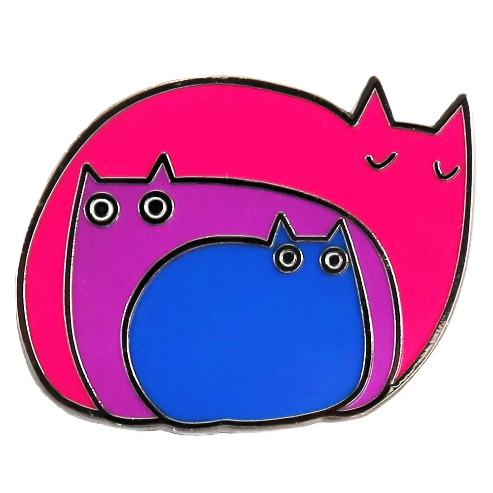 Bisexual Flag Cat Badge Pink Purple Blue Kitten Enamel Pin LGBTQ Support Pride Jewelry