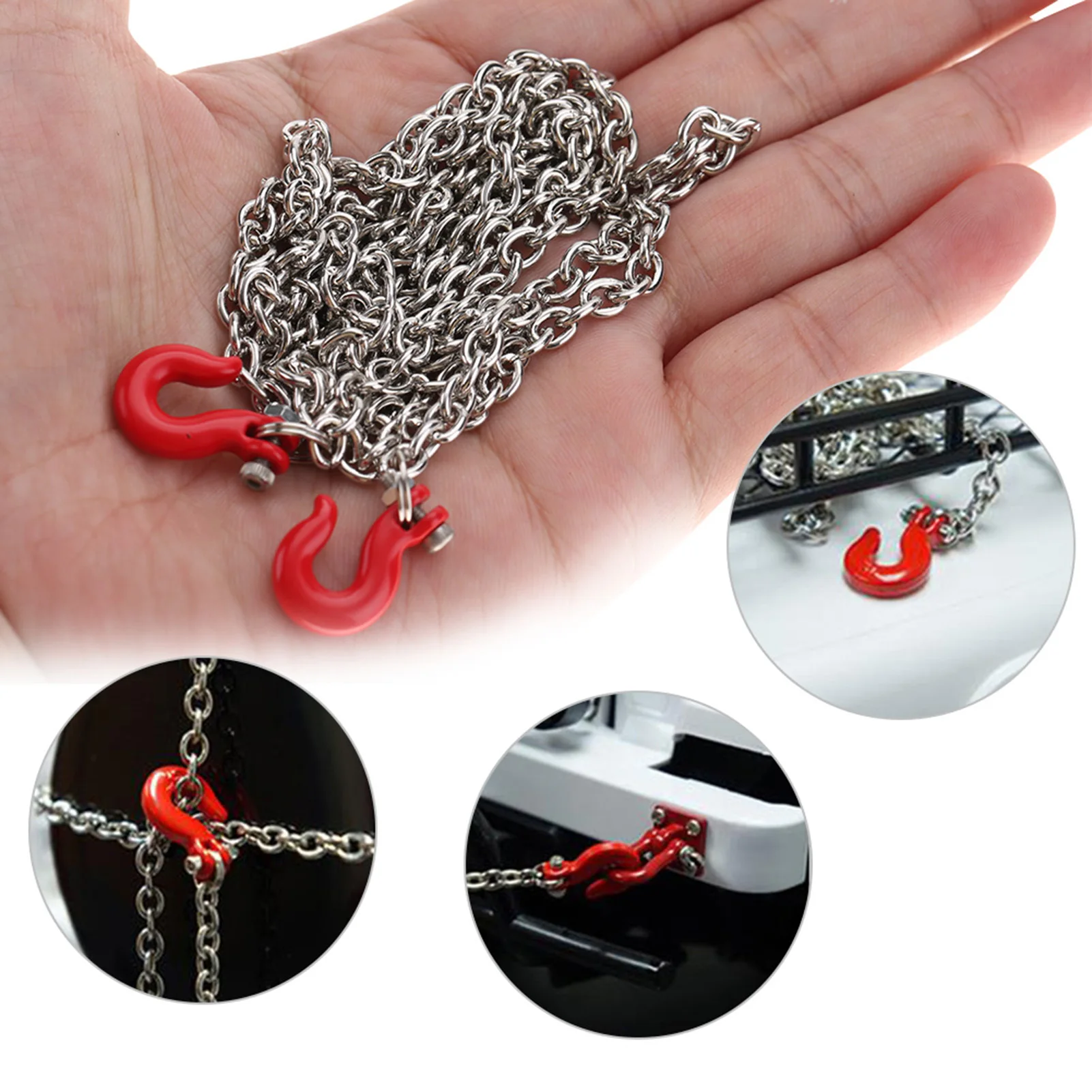 

RC Tow Hook Tow Chain Trailer Safety Chain U Shaped Tow Hook Trailer Chain Assemble Parts for RC Climbing Crawler Car
