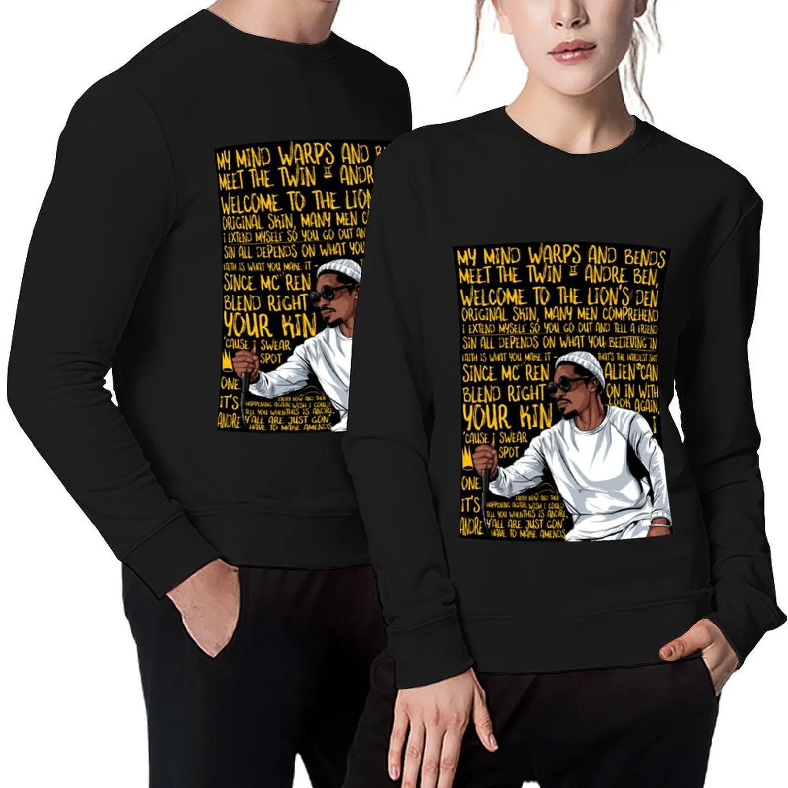 Andre 3000 The twin Pullover men's clothes men's sweat-shirt set korean clothes anime clothes graphic sweatshirts