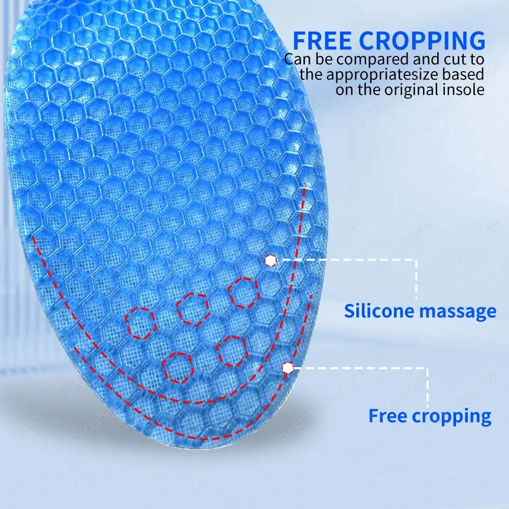 Gel Sport Insoles Honeycomb Shock Absorber Slow Bounce Silicone Plantar Fascia Foot Care For Feet Shoes Sole Soft Running Insert