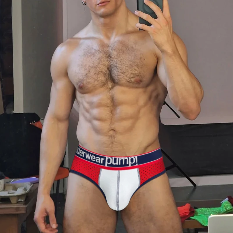 1-4PCS Sexy Men's Briefs Mesh Sports Breathable Men Underwear Hip Raise Low Waist Slim Fit Big U Pouch Underpant Male Triangle